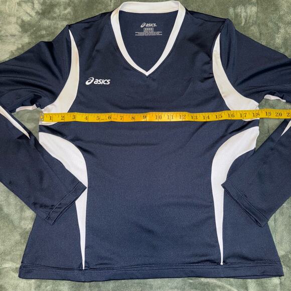 Asics Girls Junior Mintonette Long Sleeve Tee Size Medium Navy/White Volleyball - Picture 5 of 7